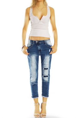 be styled Boyfriend-Jeans 7/8 Damen Jeanshosen, destroyed look medium waist j42g-2 hinternähte zerissene Stellen