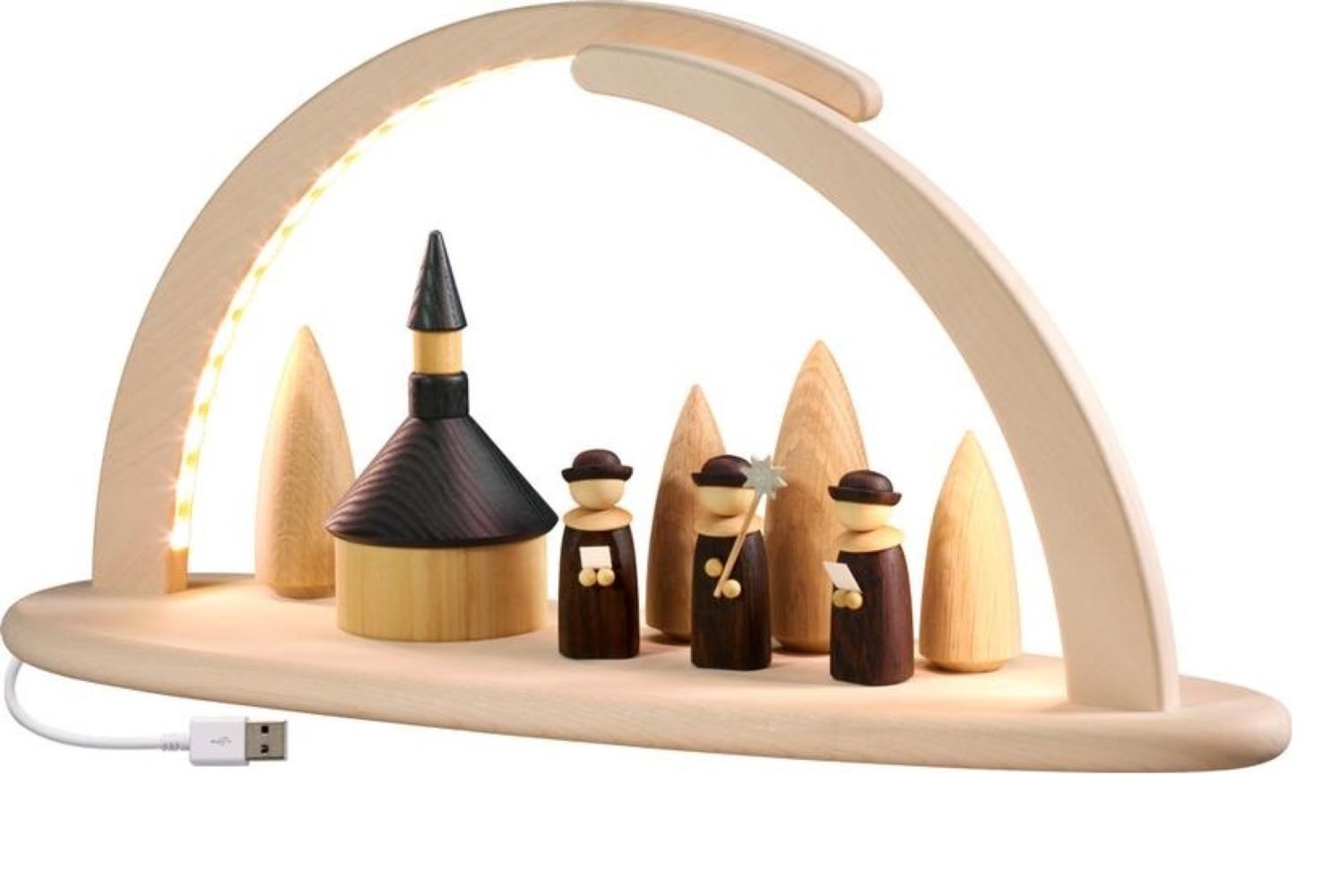 Seiffener Volkskunst eG LED Schwibbogen Bogen groß Seiffener Kirche LED inkl. USB-Stecker