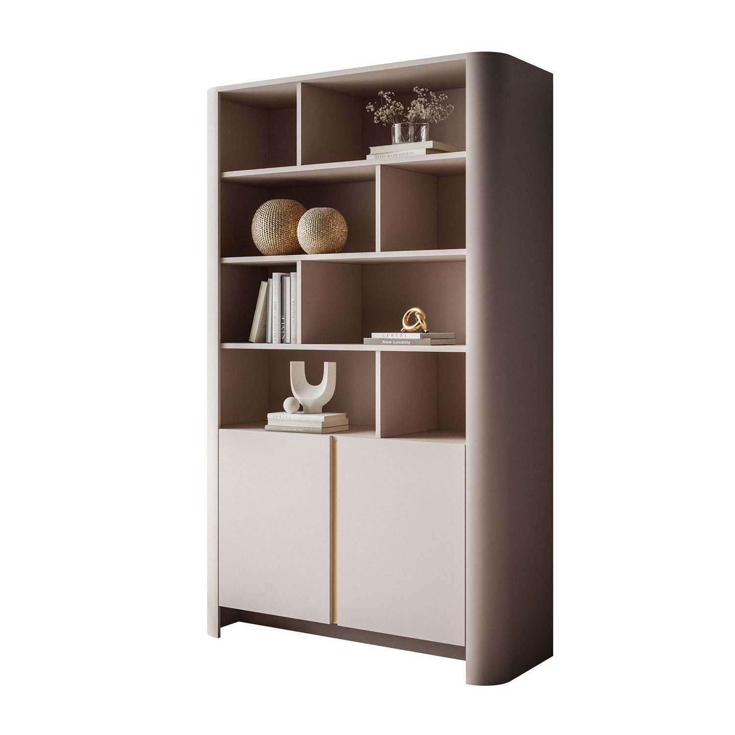 Lookway Regal Zweitüriges DESTINY Kaschmir mit offenen Regalböden, Breite: 103 cm Höhe: 170 cm Tiefe: 39 cm