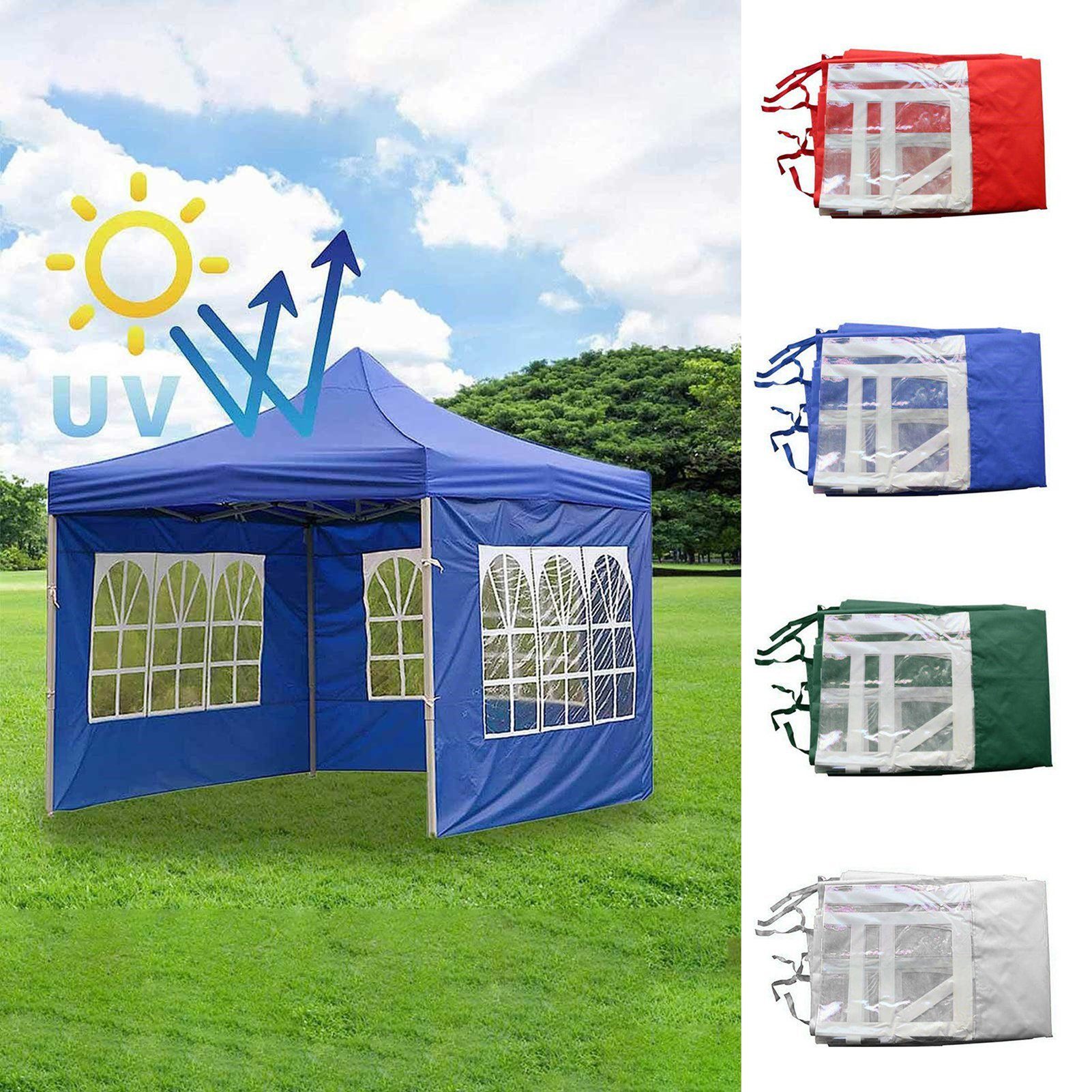 Rutaqian Tarp-Zelt Zelttuch Faltbar Wasserdicht Hat 3 Seiten und transparente Fenster, (Multifunktionaler Camping-Sonnenschutz aus Oxford-Stoff, Wind- und regensicheres Wickeltuch für Außenstallzelte), für Festival, Party, Marktstand, Flohmarkt und Campen blau