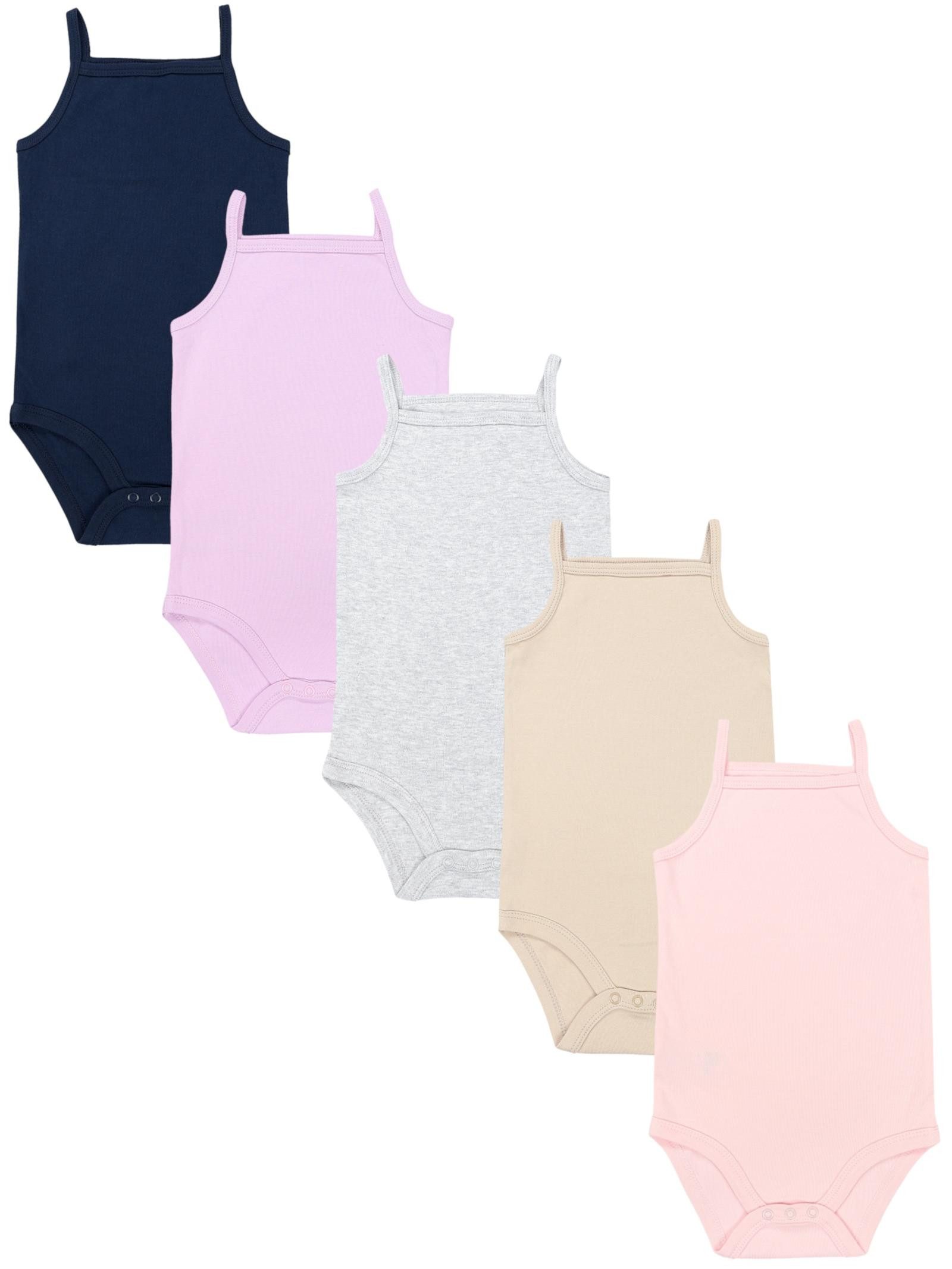 TupTam Body Baby Mädchen Body Ärmellos Sommer Babybody Spaghettiträger 5er Pack