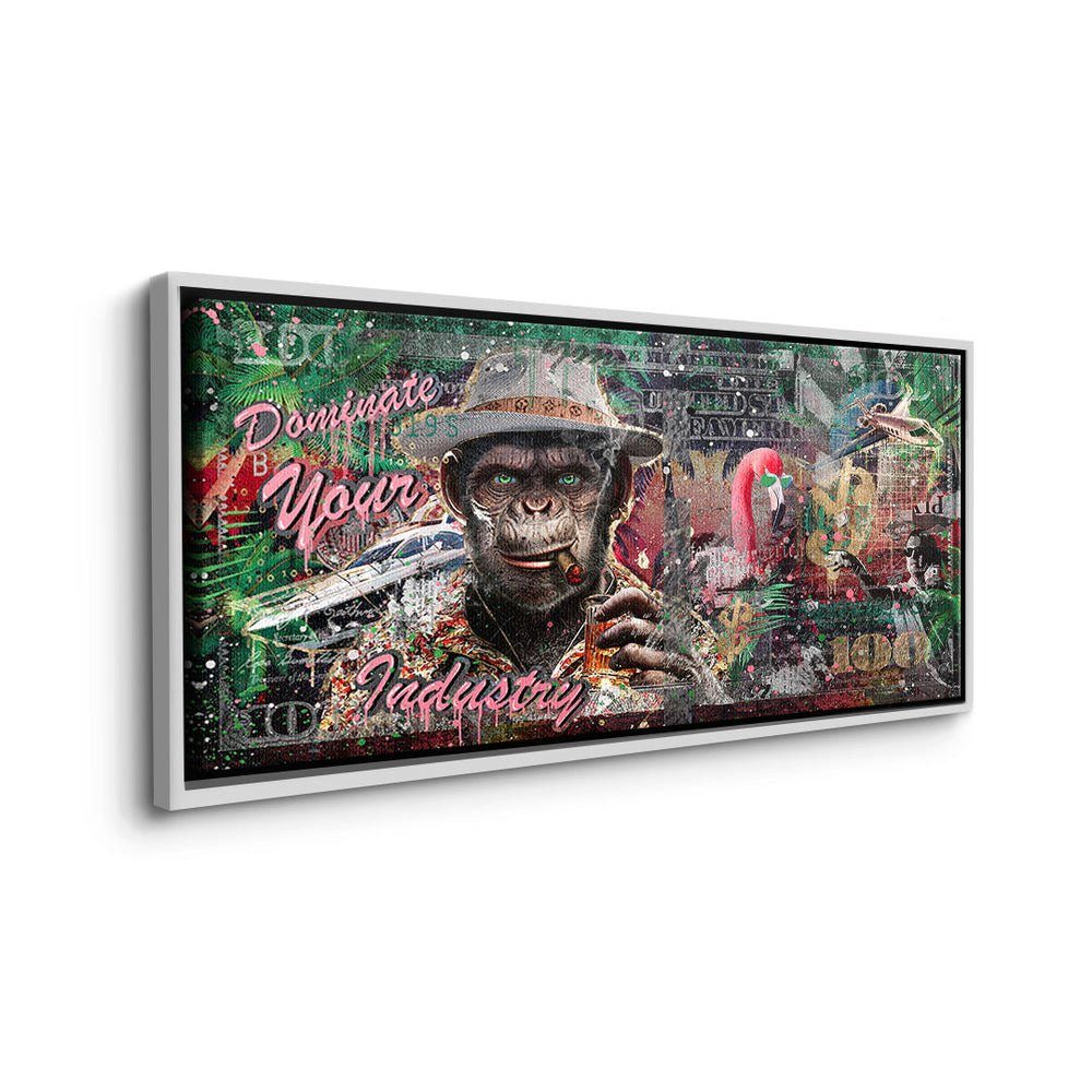 - silberner Industry Leinwandbild, DOTCOMCANVAS® PopArt Leinwandbild Premium Rahmen Dominate your -