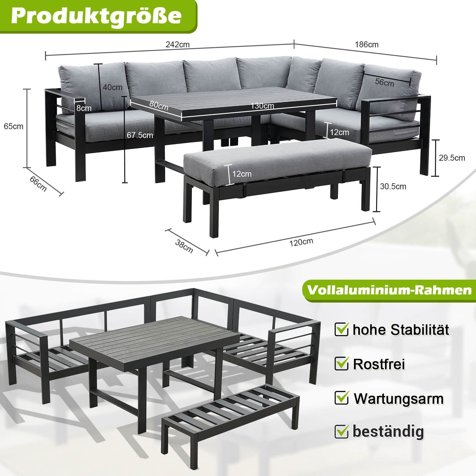 MeXo Gartenlounge-Set Modulares Gartenmöbel-Set aus Aluminium günstig online kaufen