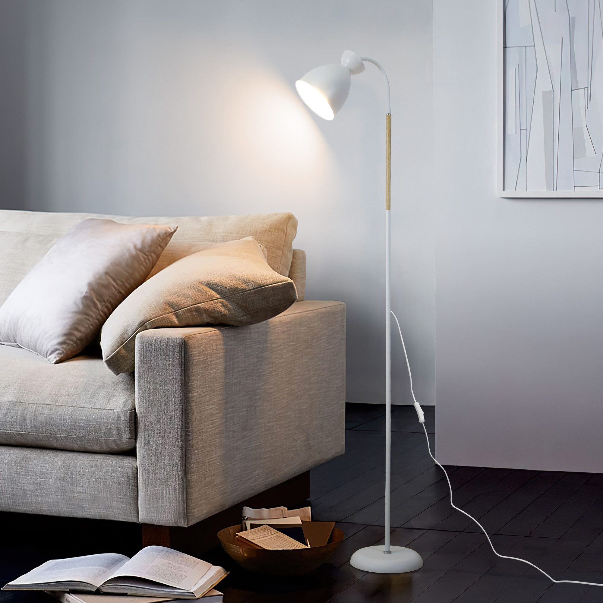 ANTEN LED Stehlampe Weiß Leselampe E27 günstig online kaufen