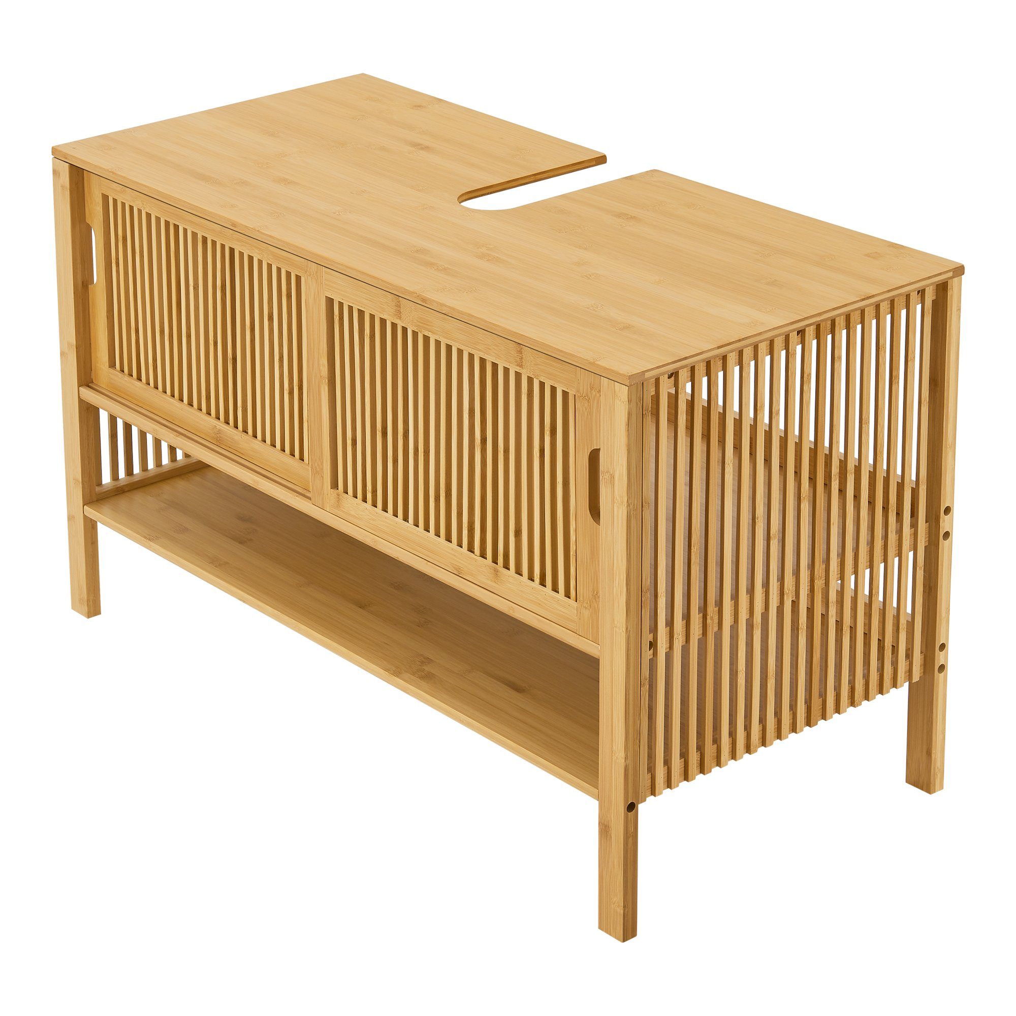 en.casa Waschbeckenunterschrank »Hvaler« Unterschrank 60x100x45cm Bambus – Bild 4 von 5