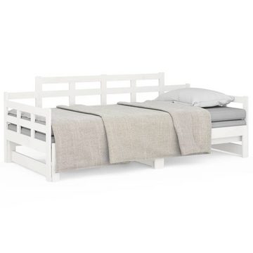furnicato Bett Tagesbett Ausziehbar Weiß Massivholz Kiefer 2x(90x200) cm