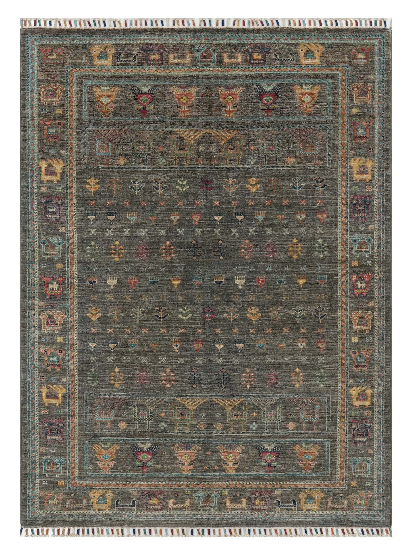 CABBEL Orientteppich 165x122 cm Samarkand Grau Schurwolle Handgeknüpft Klassisch Unikat, rechteckig, Höhe: 7 mm, 100% Schurwolle – weich, pflegeleicht, solide Knüpfdichte