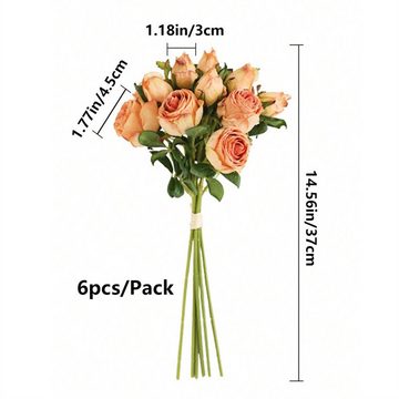 Trockenblume 6PCS Vintage verbrannt Rand Rose Simulation Bouquet, Trockenblumen, autolock