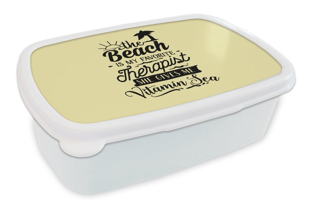 MuchoWow Lunchbox Sommer - Sprichwörter - Gelb, Kunststoff, (2-tlg), Brotbox für Kinder und Erwachsene, Brotdose, für Jungs und Mädchen weiß