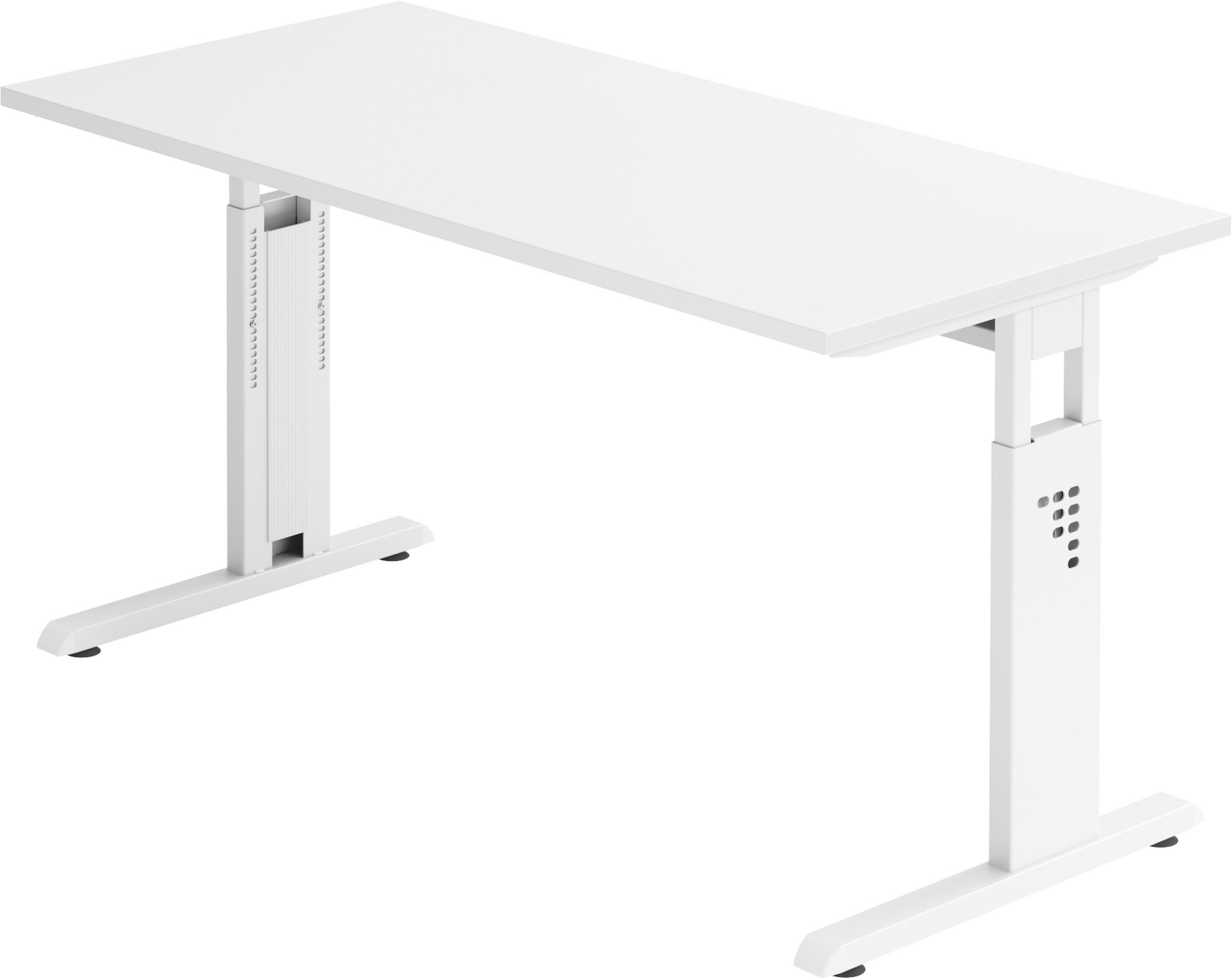 bümö Schreibtisch Schreibtisch Serie-O (Mini), Rechteck: 140 x 67,2 cm - Dekor: Weiß - Gestell: Weiß