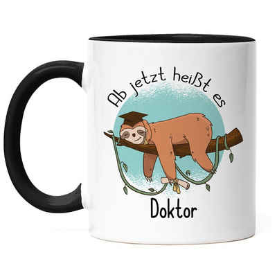 Hey!Print Tasse Doktor Tasse 2022 Abschluss Geschenk Doktor Doktorin Faultier Kaffeetasse Promotion, Keramik