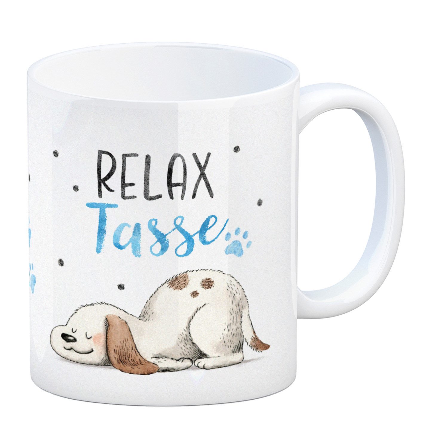 Tasse Relaxter Hund Kaffeebecher mit Spruch Relax Tasse