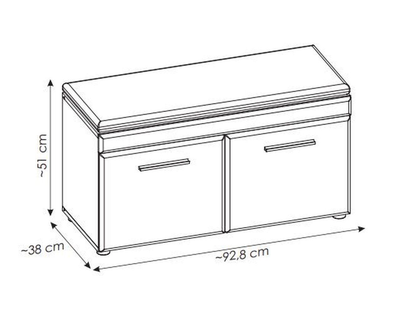 freiraum Schuhbank GRANO, 2 Türen, Viking Eiche Dekor / Kosmos Grau - 93x51x38 (BxHxT)