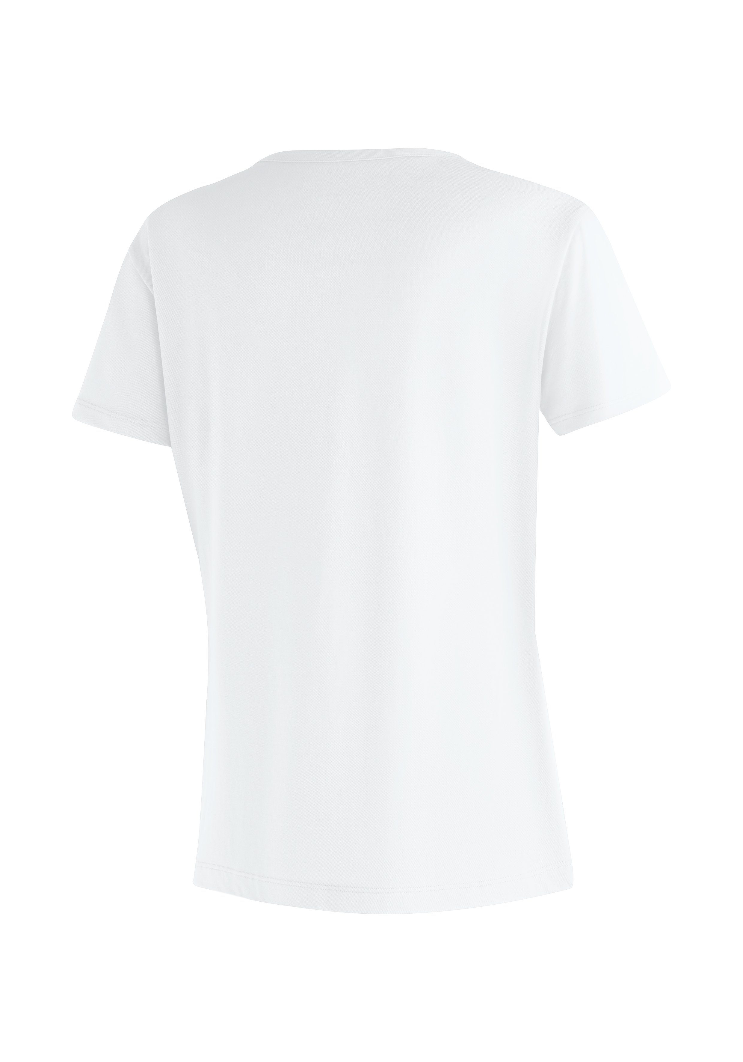 Kurzarmshirt Shirt Freizeit, und Damen Wandern Sportliches Maier für mit Burgeis 26 W Piqué Print stylischem Frontprint mit Sports T-Shirt