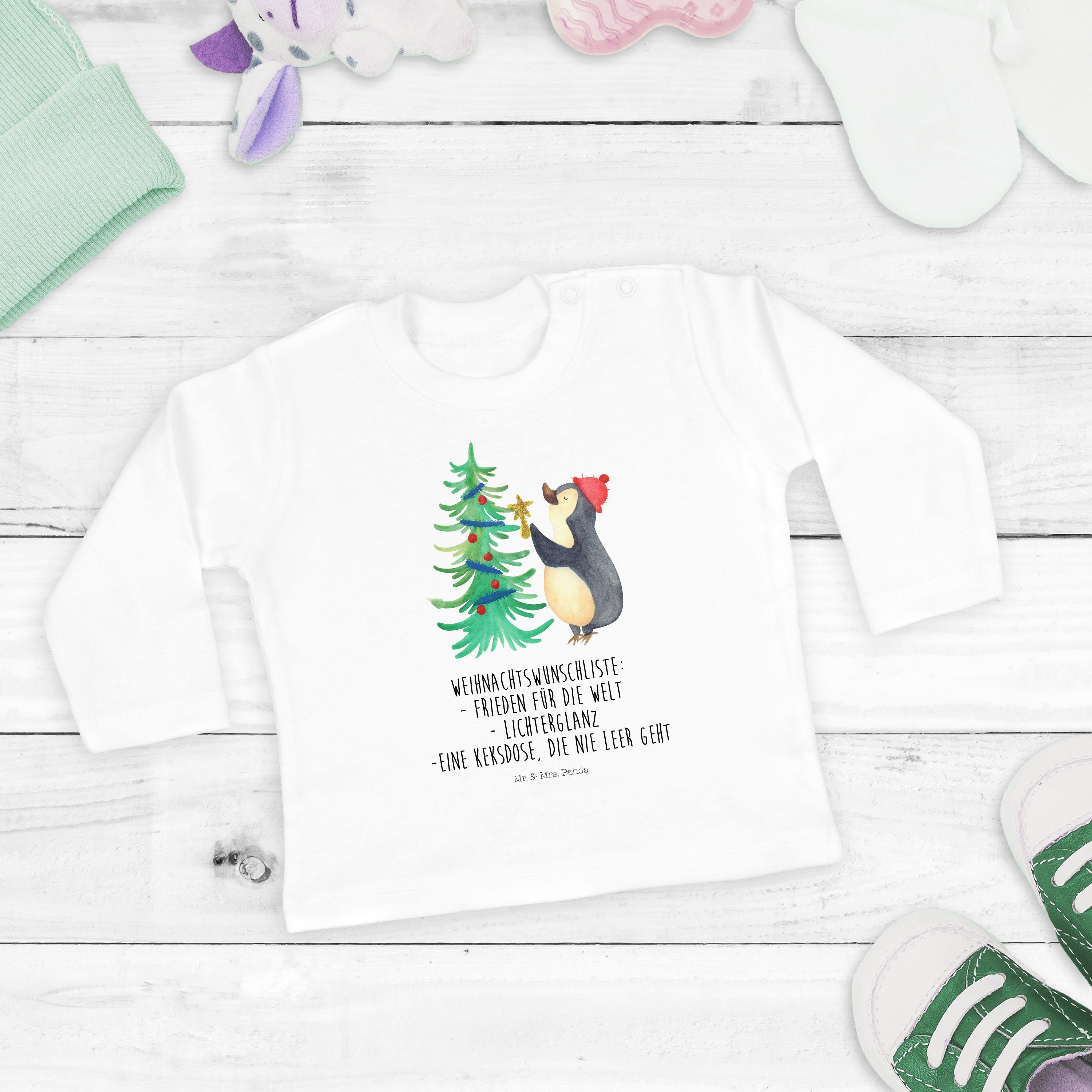 Weihnachtsbaum Winter, (1-tlg) Weiß Mr. Mrs. - Weihnach Bio, Baby, Panda & Geschenk, - Strampler Pinguin