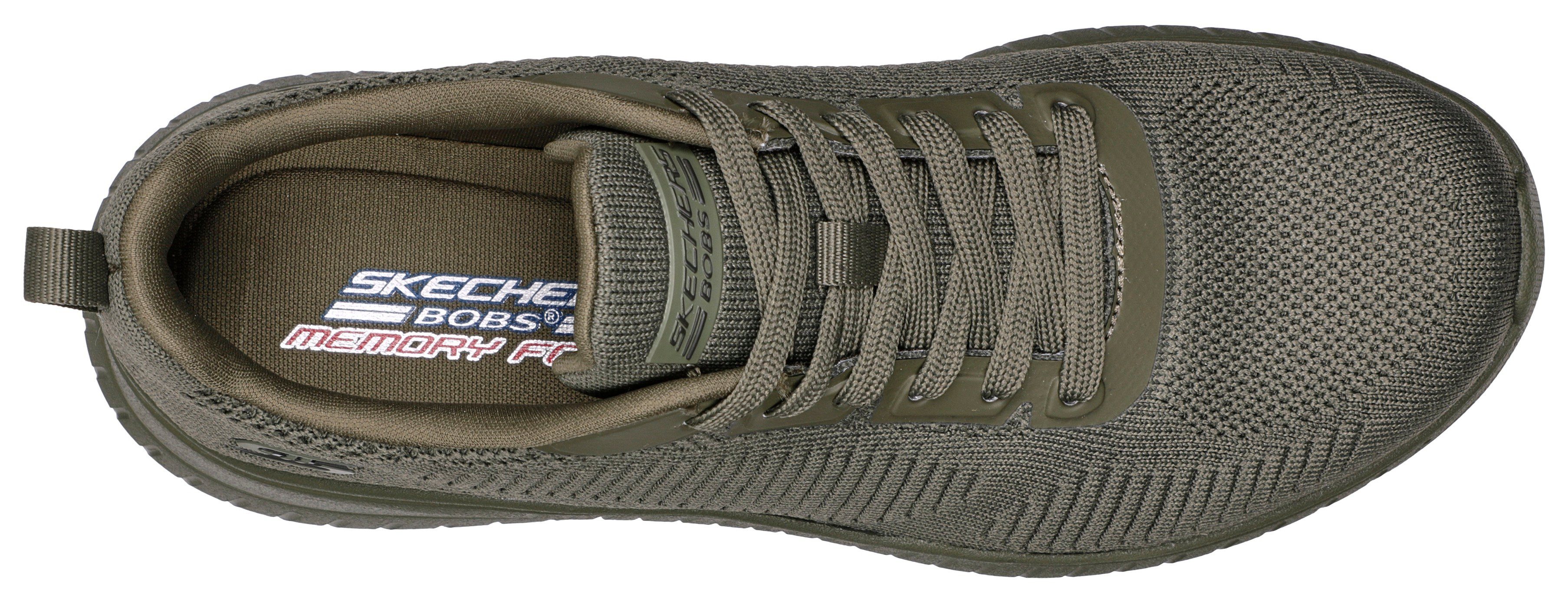 FACE Skechers BOBS SQUAD OFF komfortabler Sneaker mit oliv CHAOS Innensohle