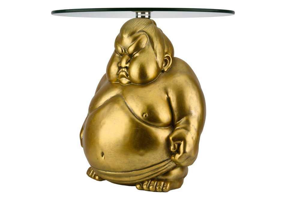 riess-ambiente Couchtisch SUMO 55cm gold - Skulptur, Glas, Ringer, handgefertigt, modern, rund (Einzelartikel, 1-St), Markanter Beistelltisch - ideal als dekorativer Akzent im Wohnzimmer