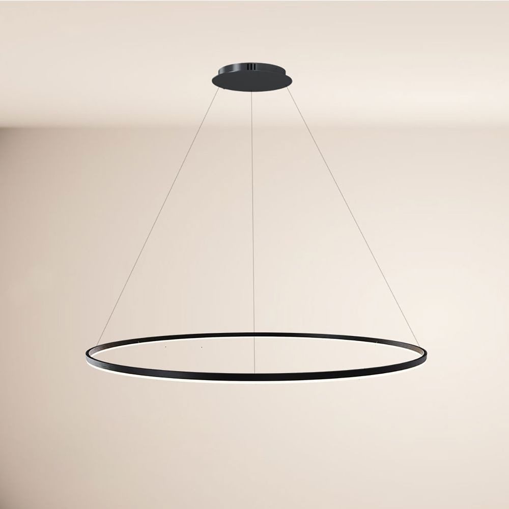 s.luce Pendelleuchte LED Ring Pendelleuchte direkt oder indirekt Ø 150cm Schwarz, Warmweiß