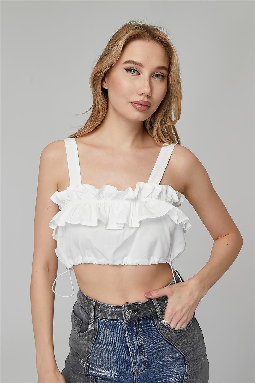 Blusentop Elastische Rüschenkante Bustier