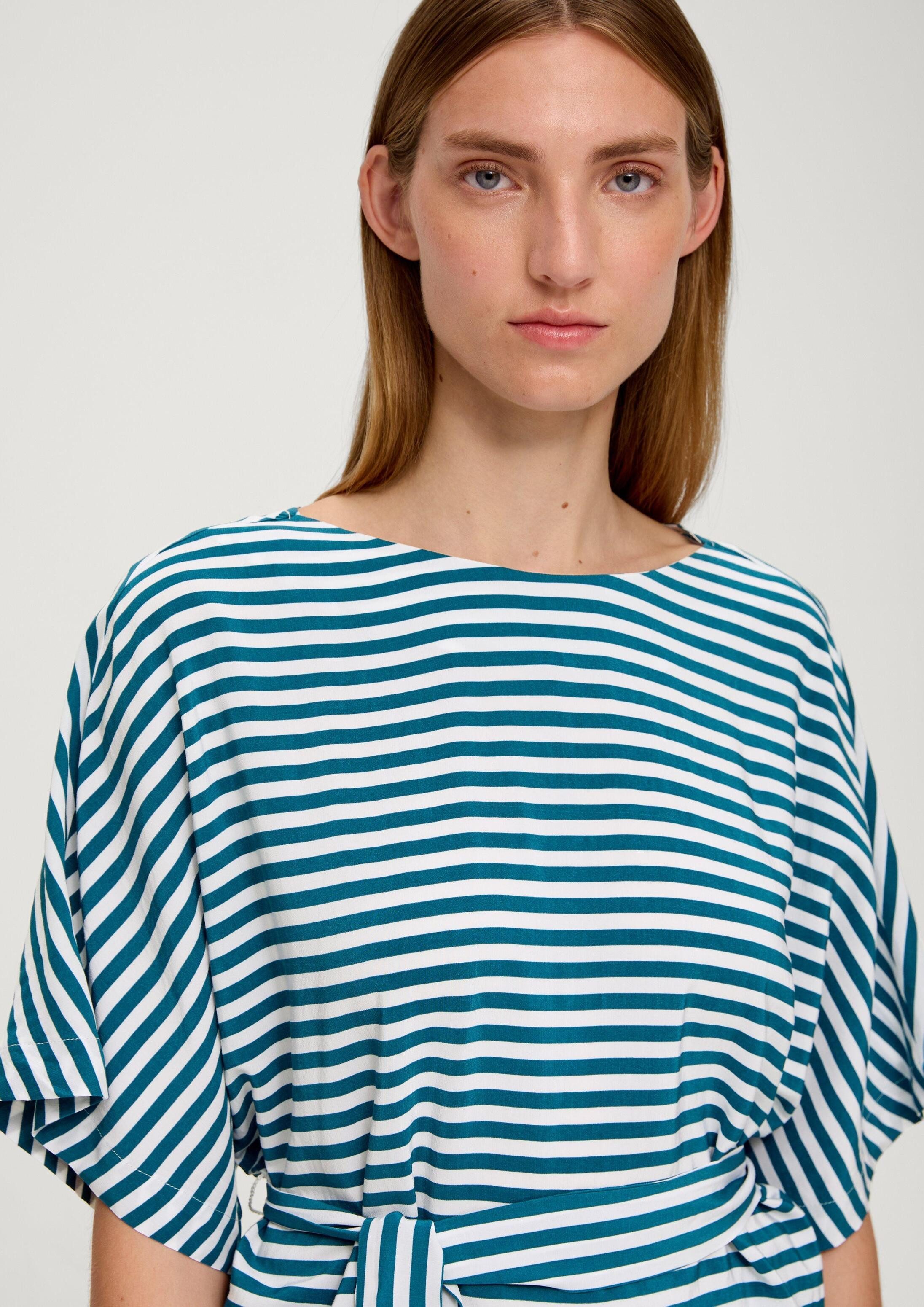 s.Oliver Kurzarmbluse Bluse Viskosebluse mit Bindeband