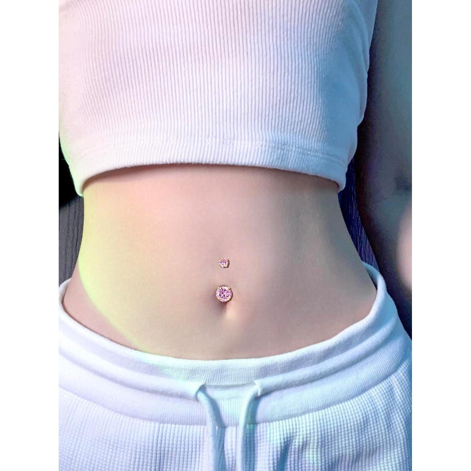 LuxusKollektion Bauchnabelpiercing-Set Bauchnabelpiercing Chirurgenstahl Gold Silber Gold+rosa-12mm