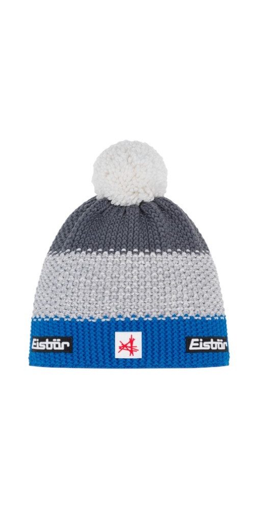 Eisbär Bommelmütze Wintermütze (Pompon) Star SA Kinder - blau/grau - 1 Stück