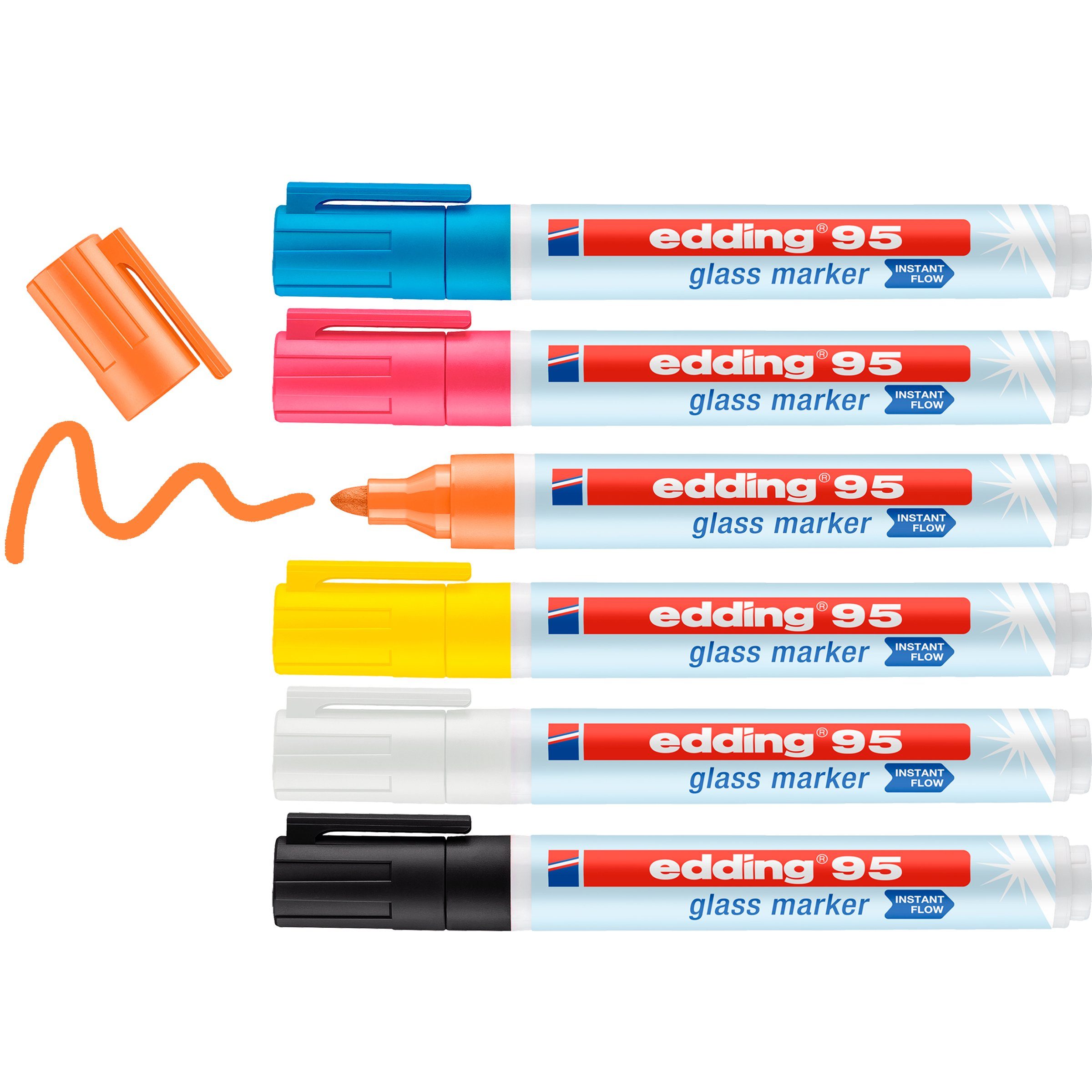 edding Lackmarker Glass Marker-Set 95, Geruchsneutral Wasserbasiert Lichtecht