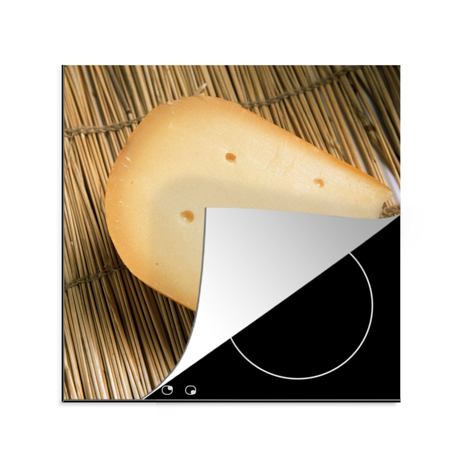MuchoWow Herdblende-/Abdeckplatte Gouda - Käse - Korb, Vinyl, (1 tlg), 78x78 cm, Ceranfeldabdeckung, Arbeitsplatte für küche