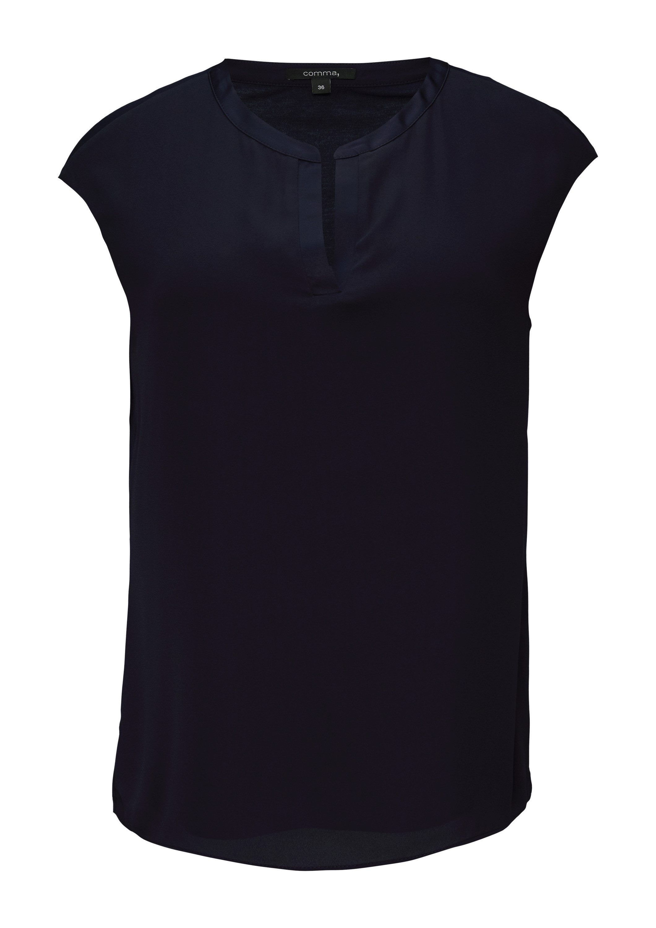 comma Kurzarmshirt T-Shirt Blusenshirt mit Satinblende – Bild 2 von 5