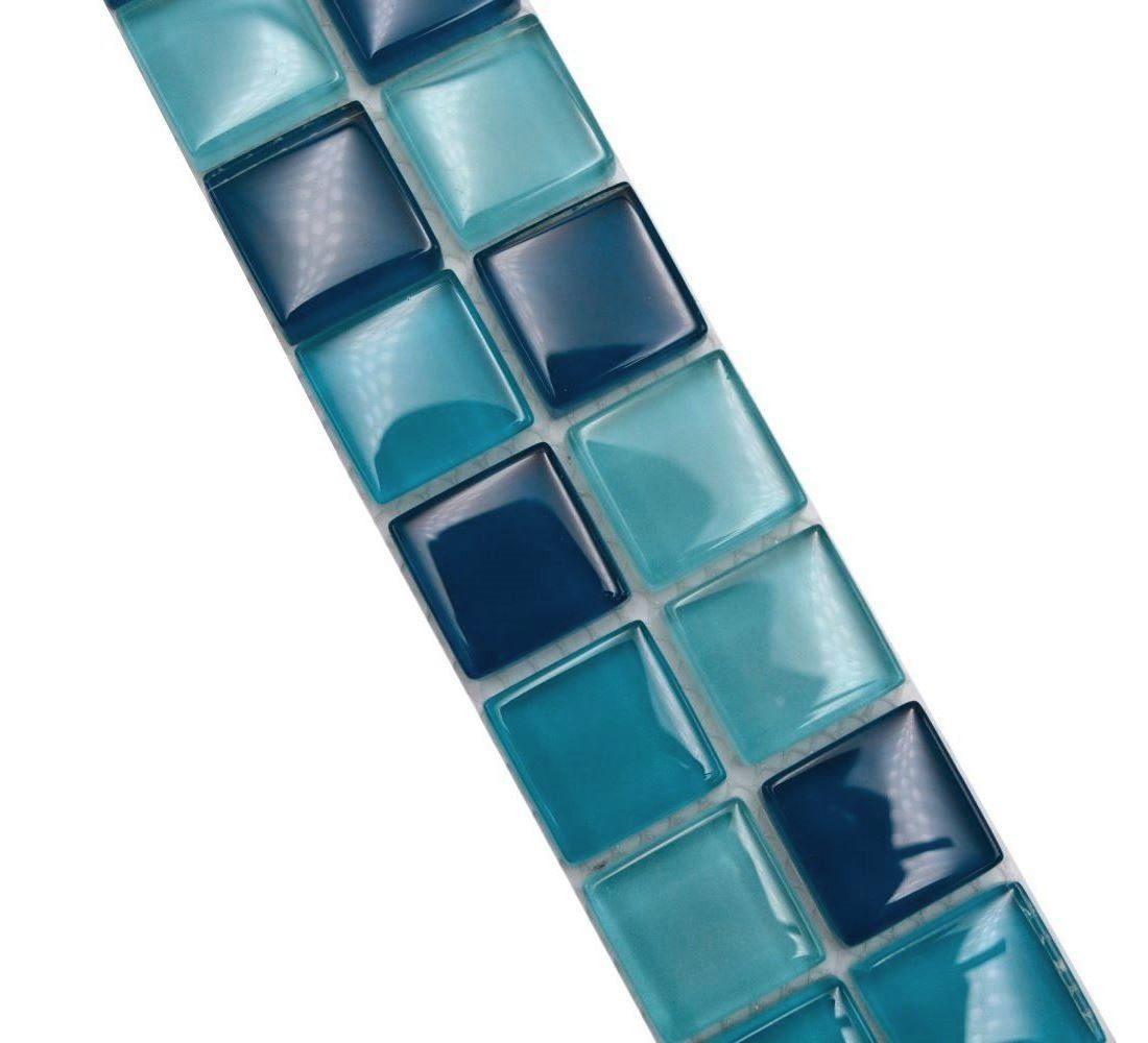 Mosani Fliesen-Bordüre Mosaik Borde Bordüre Glasmosaik Mosaikfliese blau petrol türkis