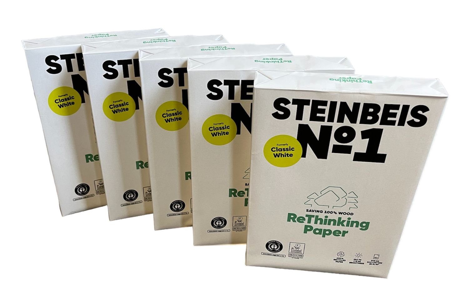 STEINBEIS Briefpapier Steinbeis No.1 Druckerpapier A4 g/m² 2500x 80 ISO70 Recycling-Papier
