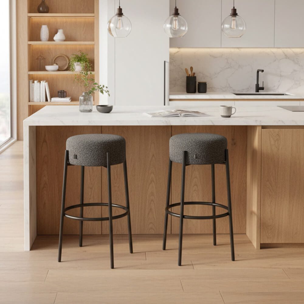 HOME DELUXE Barhocker OLIN - 41 x 41 x 76 cm (2 St), Teddy-Bouclé Bezug, Kü günstig online kaufen