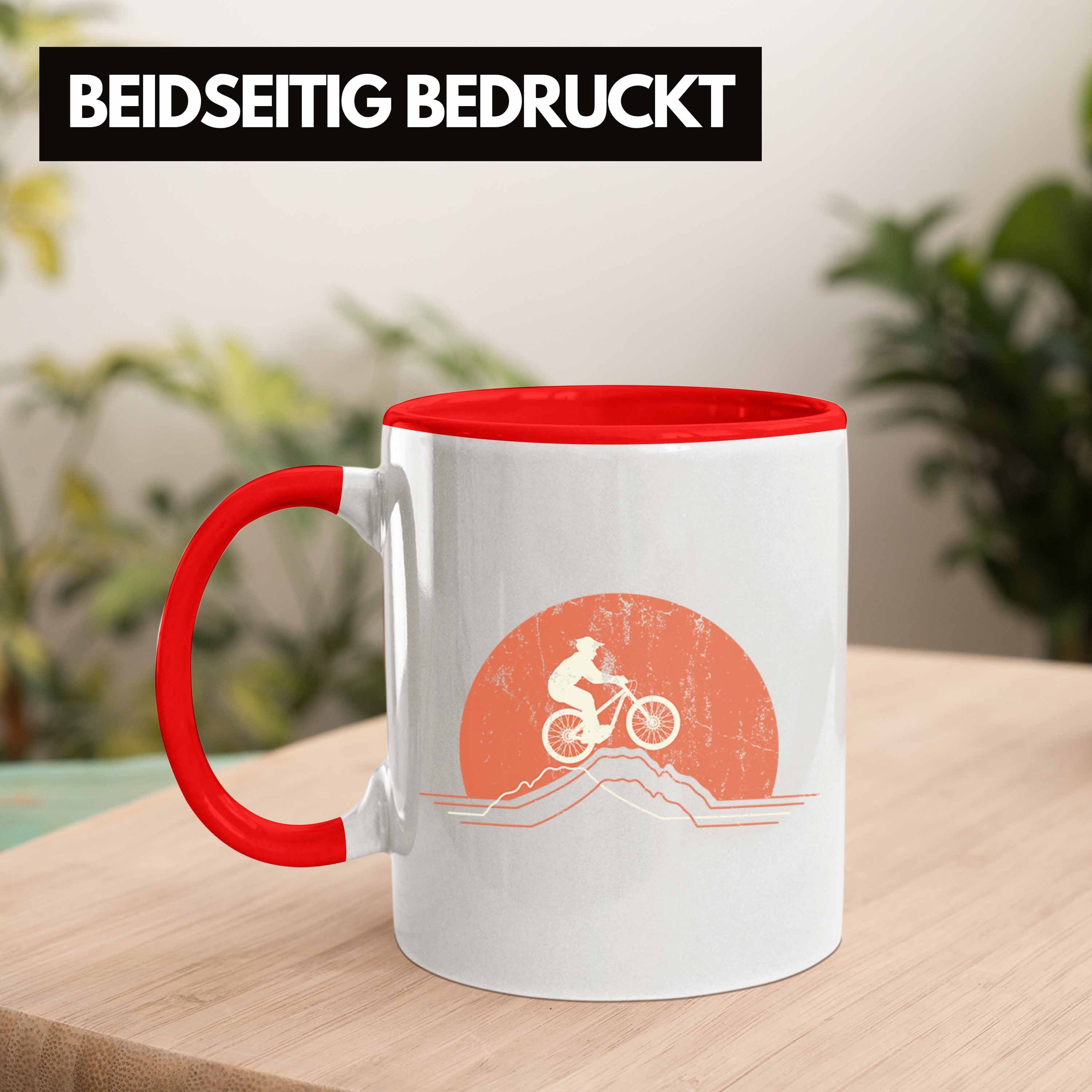 Geschenkidee Moutainbike Rot Geschenk - Accessories Trendation Berge Mountainbiker MTB Kaffeetasse Kinder Trendation Grafik Tasse Tasse Männer