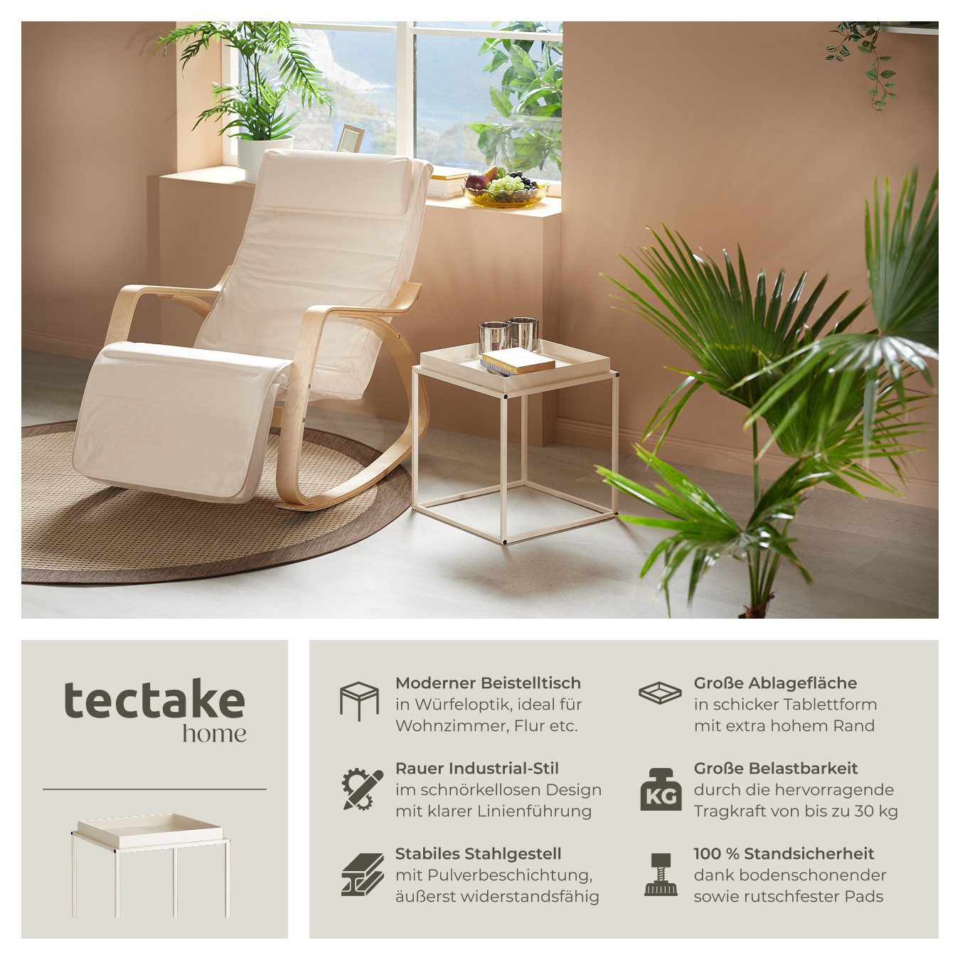 tectake Beistelltisch Cambridge (1-St., 1 tlg), Stapelbarer Beistelltisch im trendigen Retro-Look