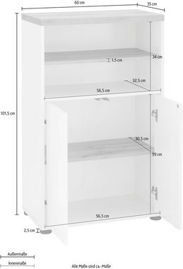 Places of Style Midischrank Thessa mit Push-to-open Funktion, BxH: 60 x 101,5 cm