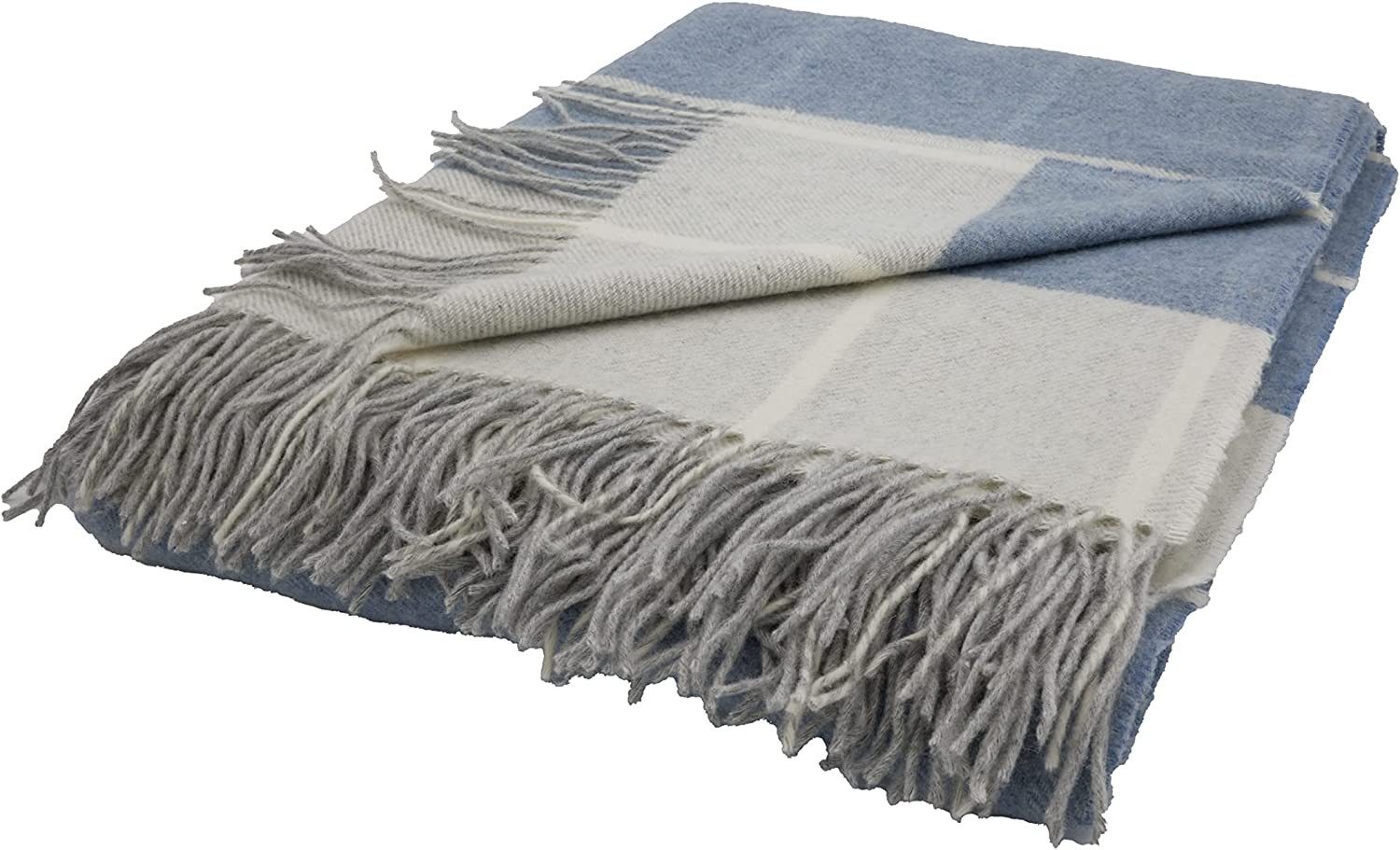 Wohndecke Fair De Luxe Woll-Kaschmir-Decke, Plaid/Wohndecke, Blau/Beige, He günstig online kaufen