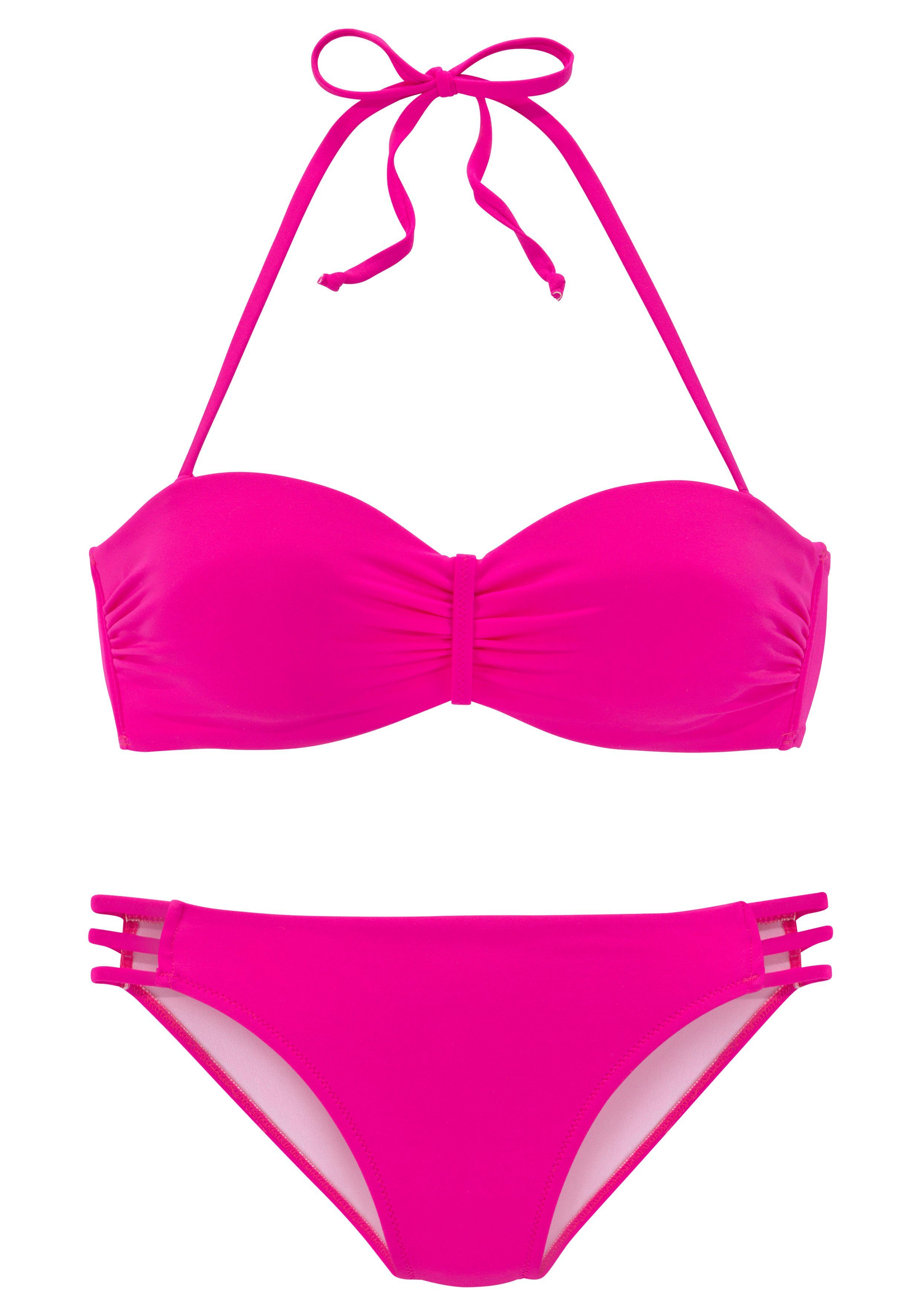 trendiger Unifarbe Bügel-Bandeau-Bikini Vivance pink in