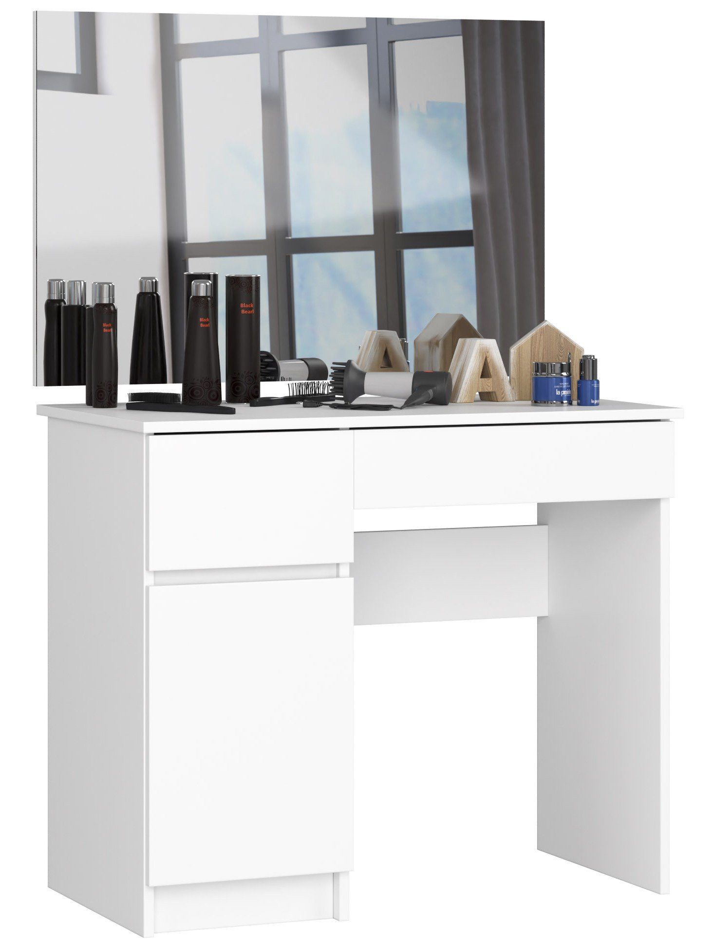 Raumhirsch Furniture Schreibtisch kompakt -Kosmetiktisch mit Spiegel, Hochwertiger Schminktisch mit Spiegel, 3 Schubladen