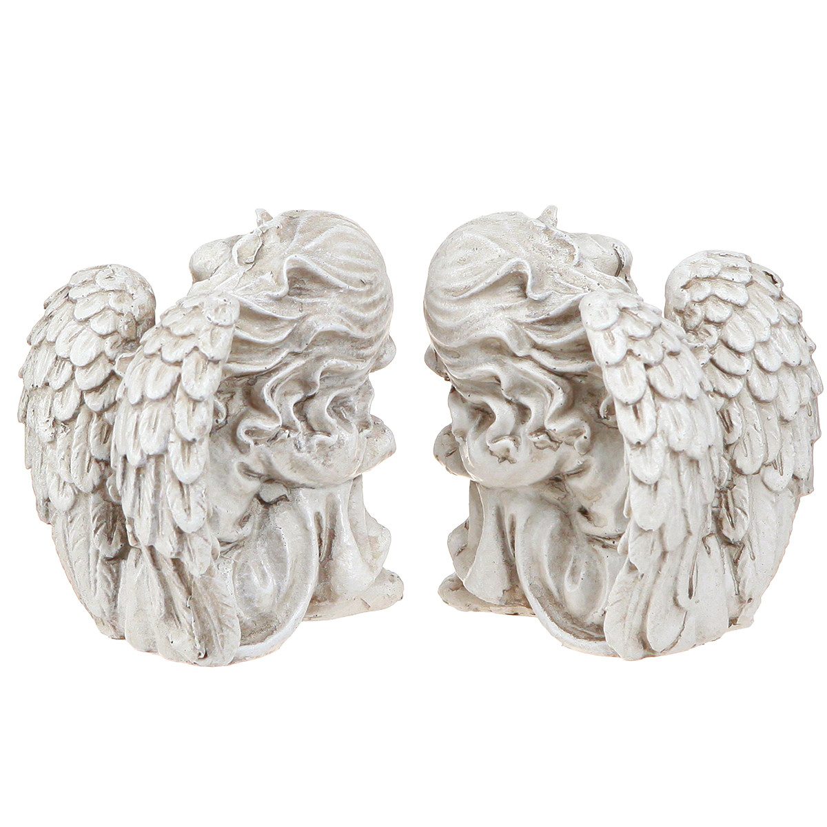 Florists Products Engelfigur Trauer Engel Deko Figur Creme 6,5×5×7,5cm 2 St Grabschmuck, 2 Stück – Bild 4 von 5