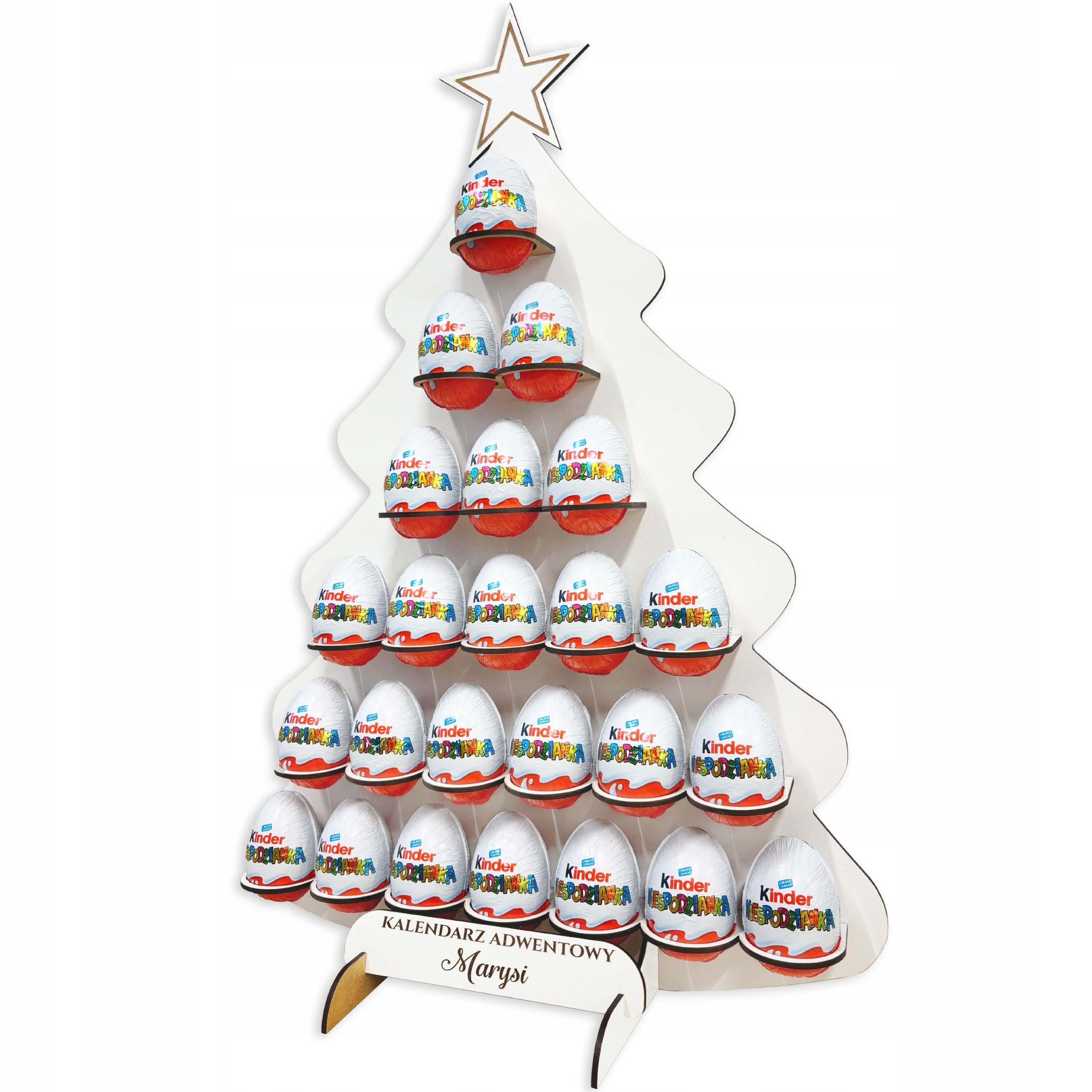 Festivalartikel Календари Personalisierter Календари – Holz-Tanne für Überraschungseier