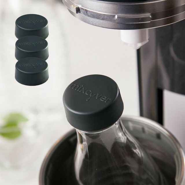 Mixcover Wassersprudler Flasche mixcover Ersatzdeckel passend für SodaStream Crystal & Penguin Glasflasche 3er Set