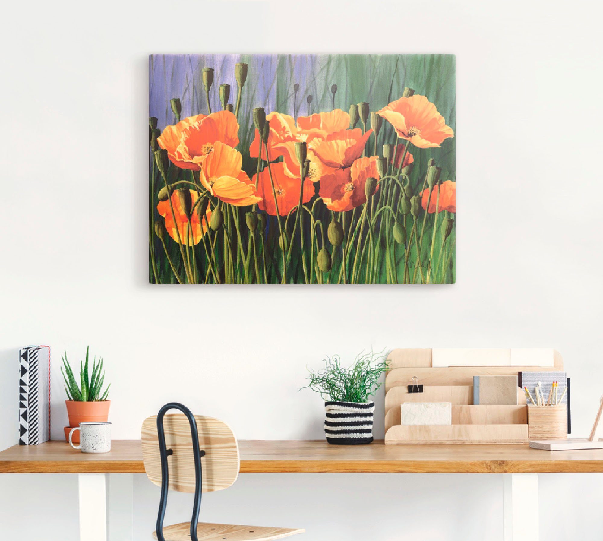 Artland Leinwandbild Mohnblumen I, Blumen (1 St), auf Holzrahmen gespannt