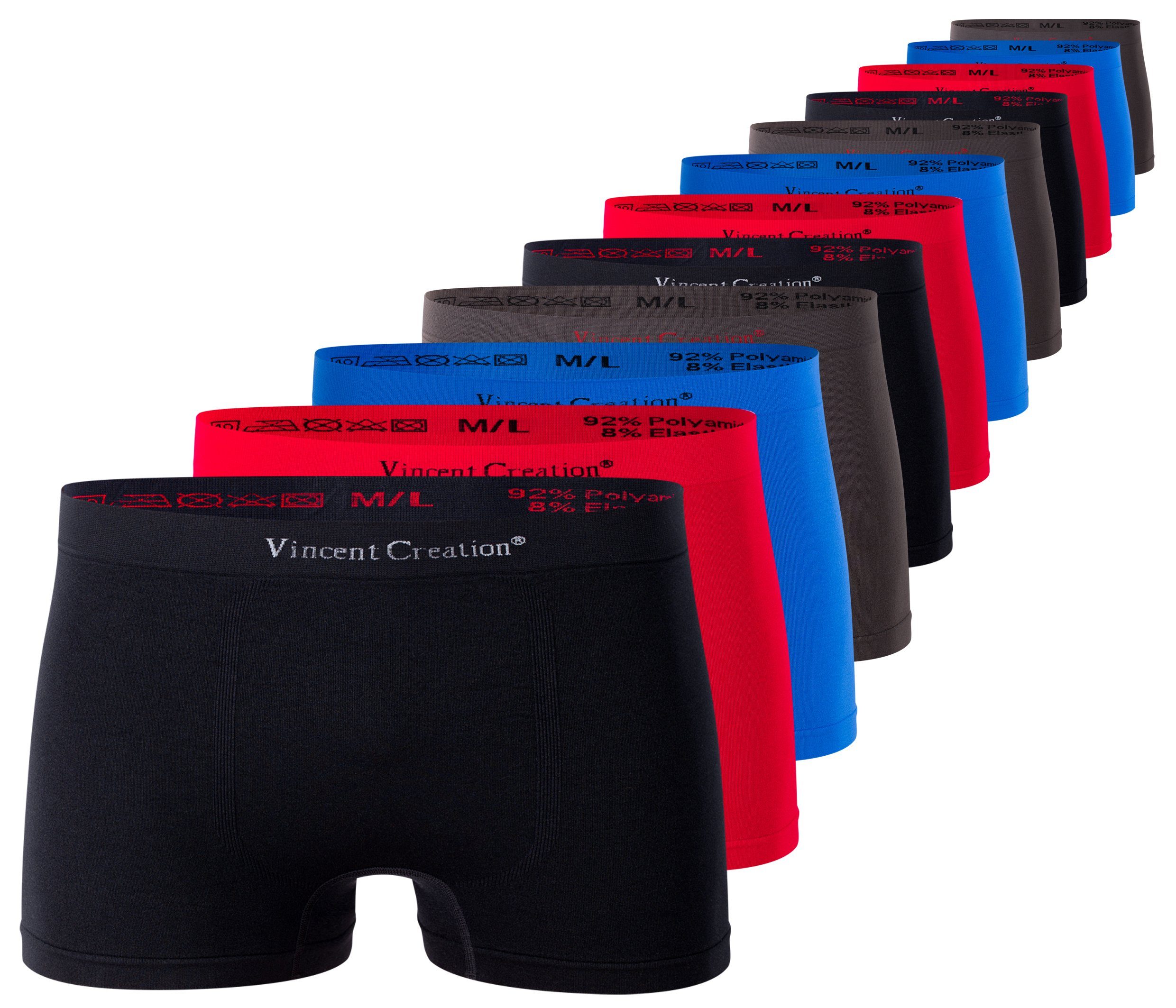 Creation® (12-St) - Microfaser-Qualität Vincent Seamless weiche 12er Microfaser schw/rot/blau/grau Pack, Boxershorts