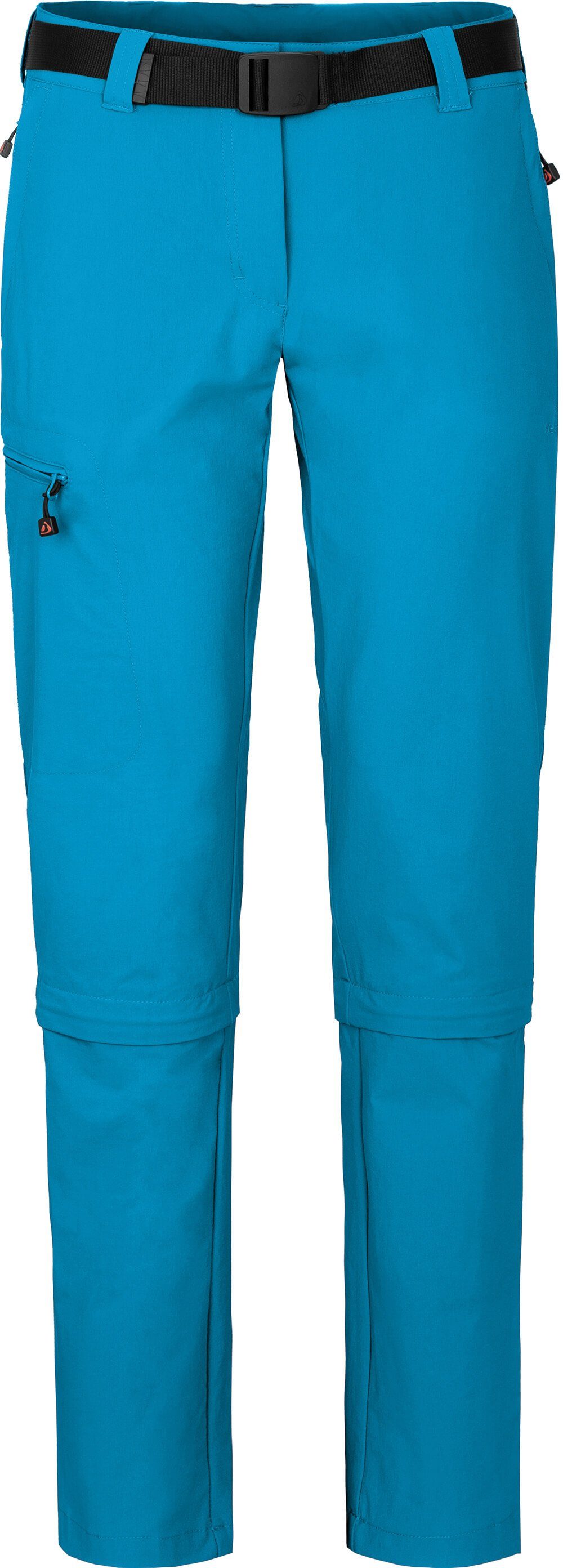 Bergson Zip-off-Hose YORK Zipp-Off (slim) Damen Wanderhose, vielseitig pflegeleicht, Normalgrößen, Ozean blau
