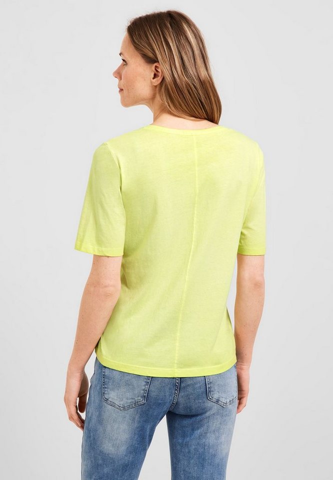 Cecil T-Shirt in Unifarbe, Washed Optik