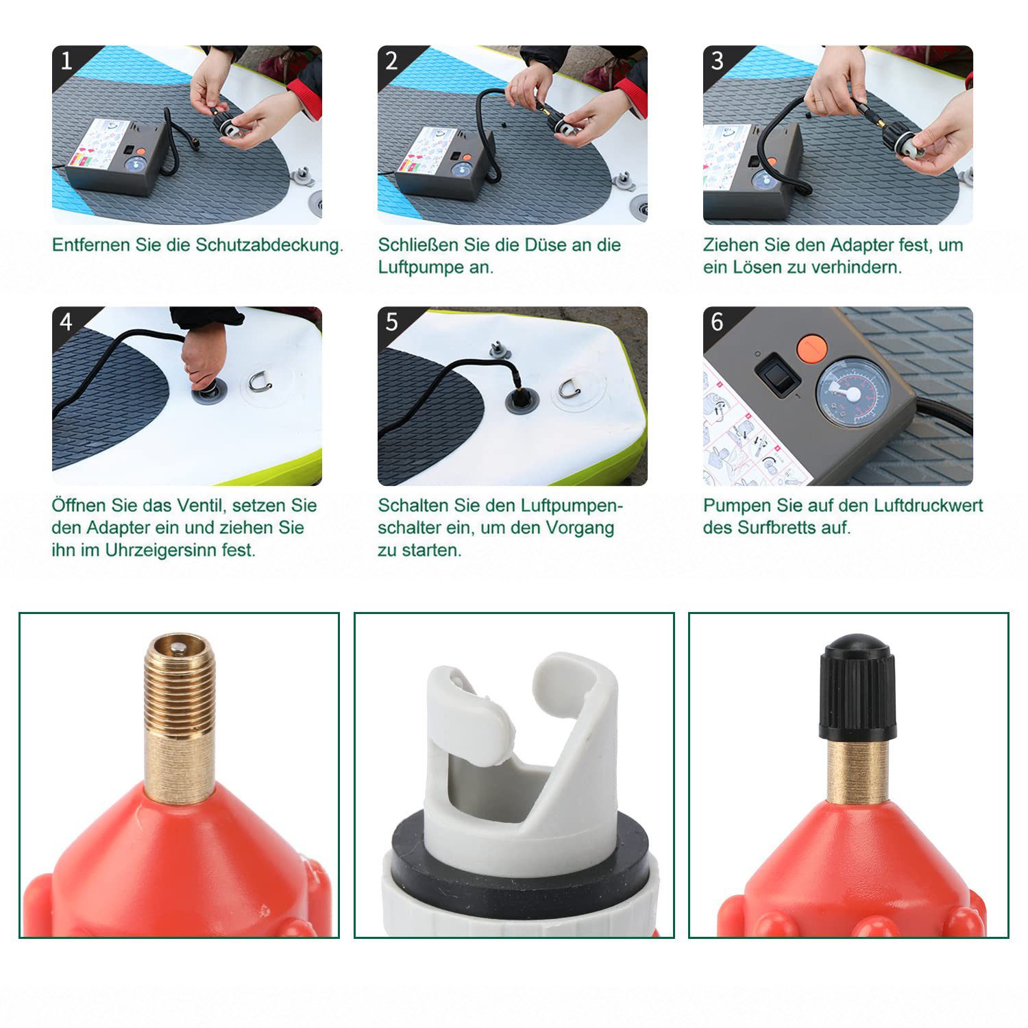 MOPUEA SUP-Pumpe Adapter für Schlauchboote Kompressor Luft Ventiladapter (Adapter Konventionelle Aufblasbares Boot Luftpumpe Luftventiladapter, 1-tlg), Konverte – Bild 4 von 5