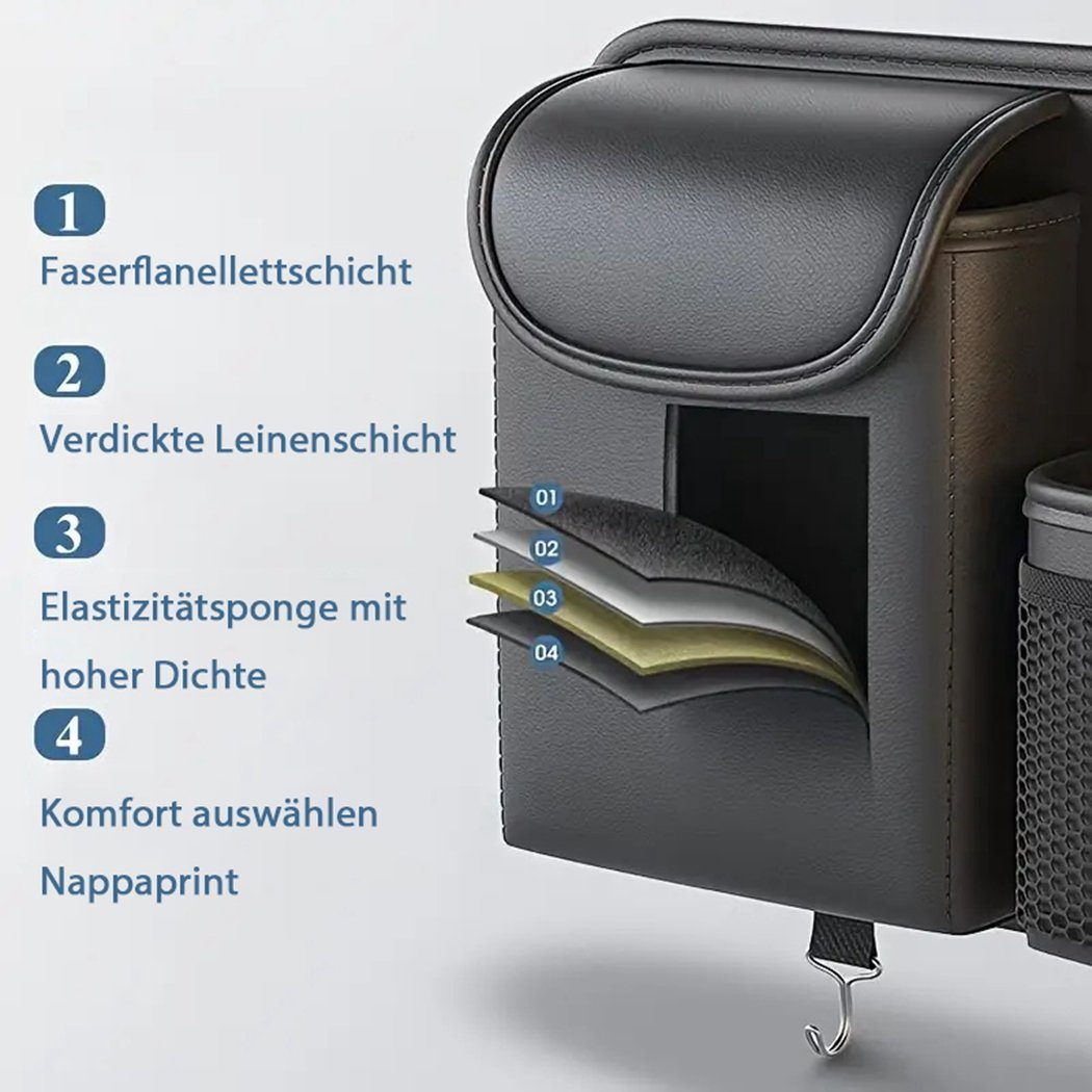 TUABUR Auto-Rückenlehnentasche Leder-Aufbewahrungstasche für Autositzlehne, Auto-Aufbewahrungsbox braun