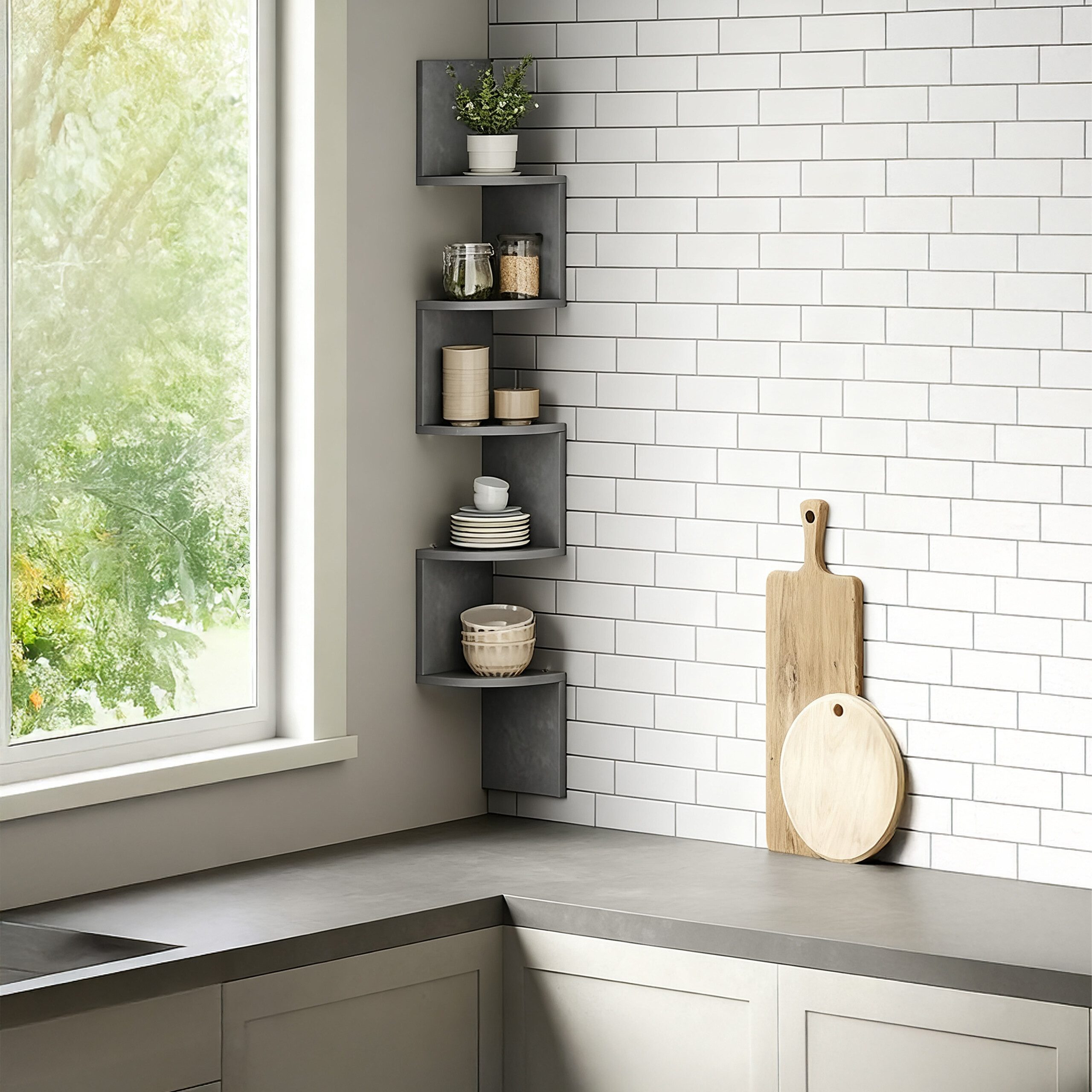 relaxdays Eckregal Wand 5 Etage, grau