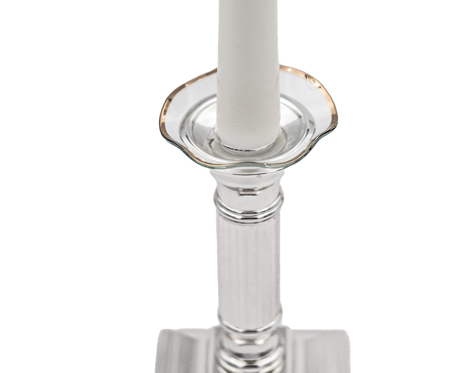 Holfeuer Crystal Design Spitzkerze Glas-Kerzenmanschette "Gewellt Goldrand" günstig online kaufen