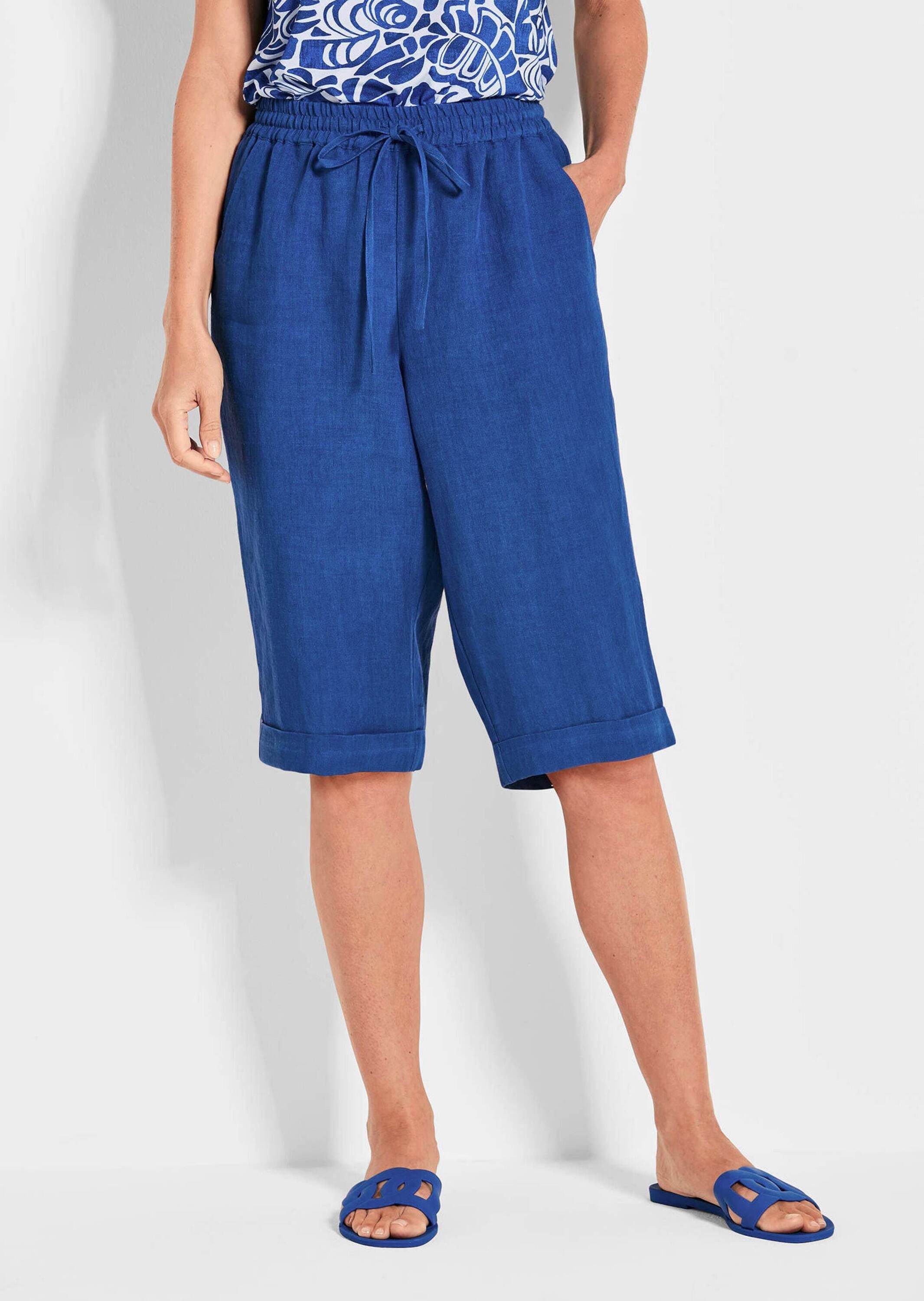 GOLDNER Schlupfhose Kurzgröße: Leinen-Bermuda CARLA